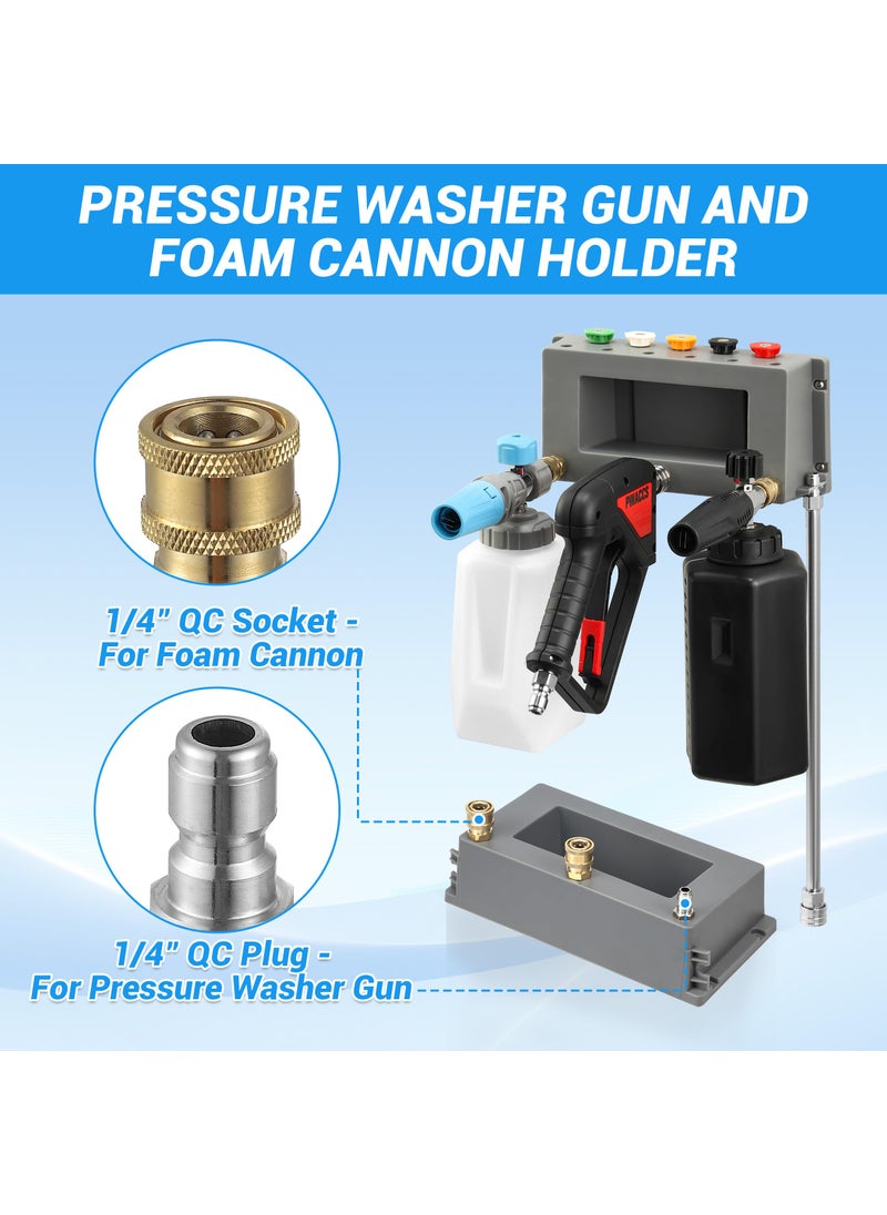 PWACCS PWACCS Pressure Washer Gun Holder, Foam Cannon Holder, 1/4" Quick Connect Pressure Washer Nozzle Tip and Wand Holder, Foam Cannon Bucket Mount for Organize Power Washing Accessories  - Image 3