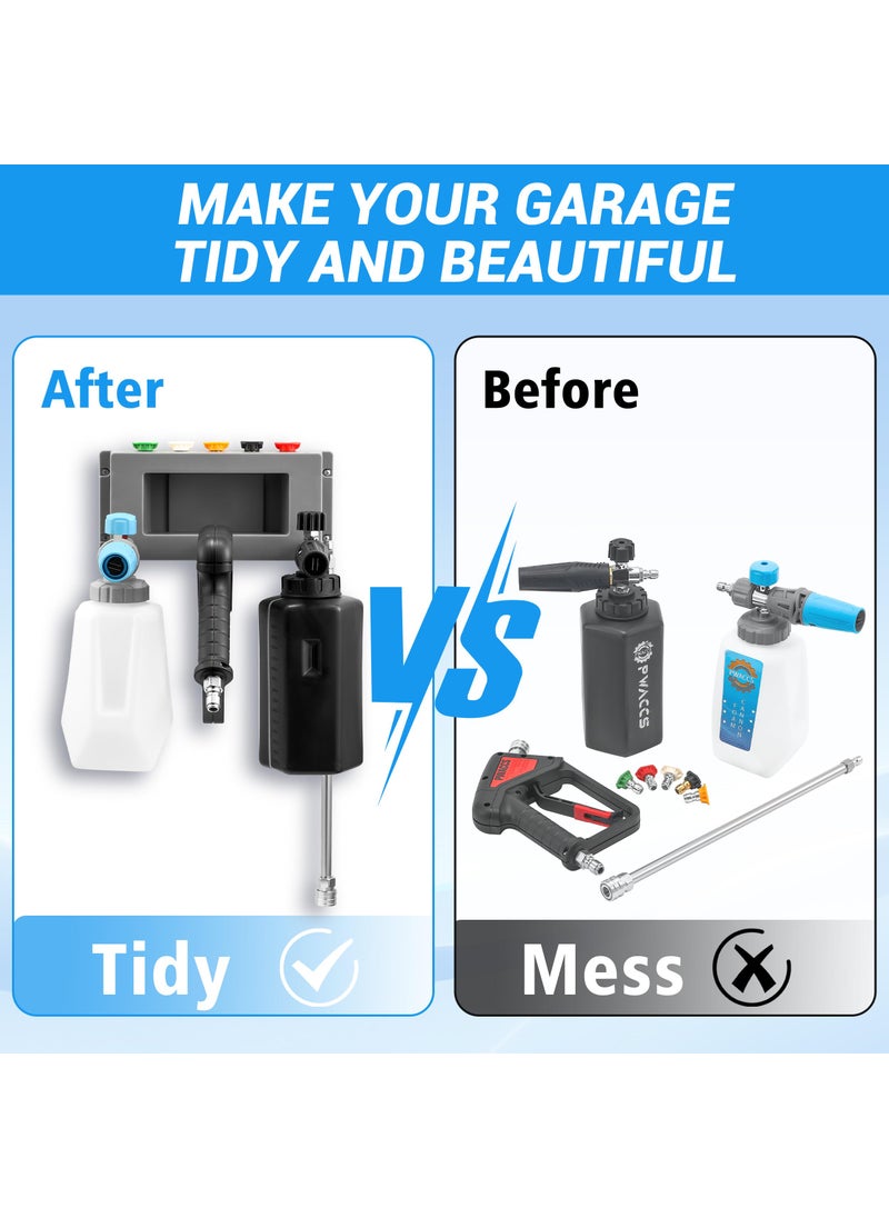 PWACCS PWACCS Pressure Washer Gun Holder, Foam Cannon Holder, 1/4" Quick Connect Pressure Washer Nozzle Tip and Wand Holder, Foam Cannon Bucket Mount for Organize Power Washing Accessories  - Image 2