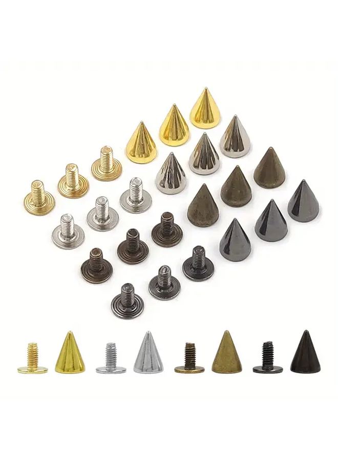 100pcs 7x10mm Silvery Punk Cone Stud Spikes for DIY Craft Clothes Shoes Hats - Image 1