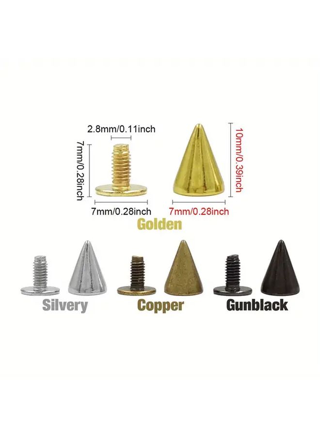 100pcs 7x10mm Silvery Punk Cone Stud Spikes for DIY Craft Clothes Shoes Hats - Image 2