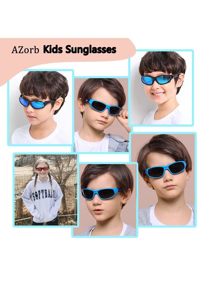 AZorb Kids Sunglasses for Boys Girls Polarized Sports Childrens Cycling Soft Silicone Frame Sun Glasses for Kids Age 3-14 UV Protection Sunglasses  - Image 4