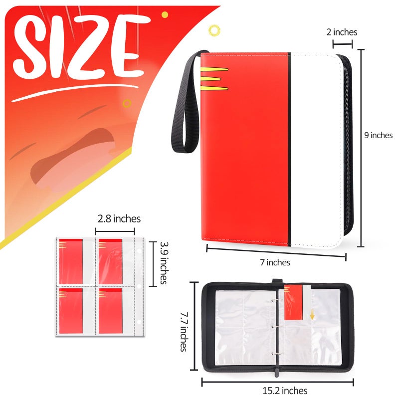 SRISE Card Binder 4 Pocket, Collectible Trading Card Albums Fits 400 Cards with 50 Removable Sleeves, Portable Trading Card Binder Collection Album Holder, Game Card Case book With Zipper for Gifts, L-Green - Image 2