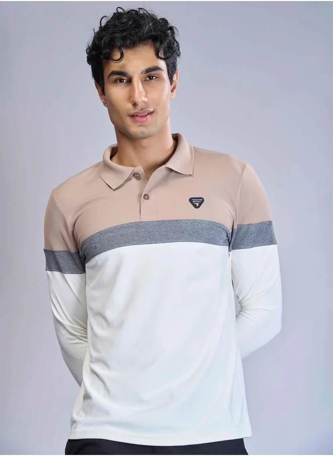 Technosport Color Block Slim Fit Pique Polo