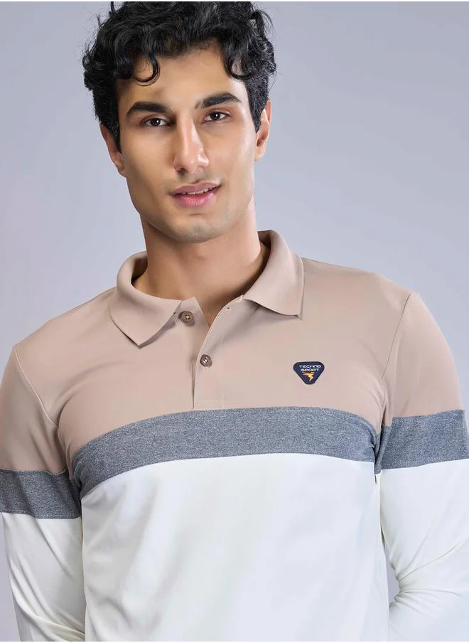 Technosport Color Block Slim Fit Pique Polo