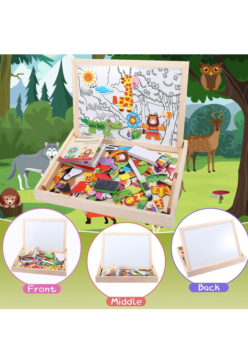 Wooden Educational Puzzle Toy with Magnetic Art Holder Animal Shape for Kids - Image 2