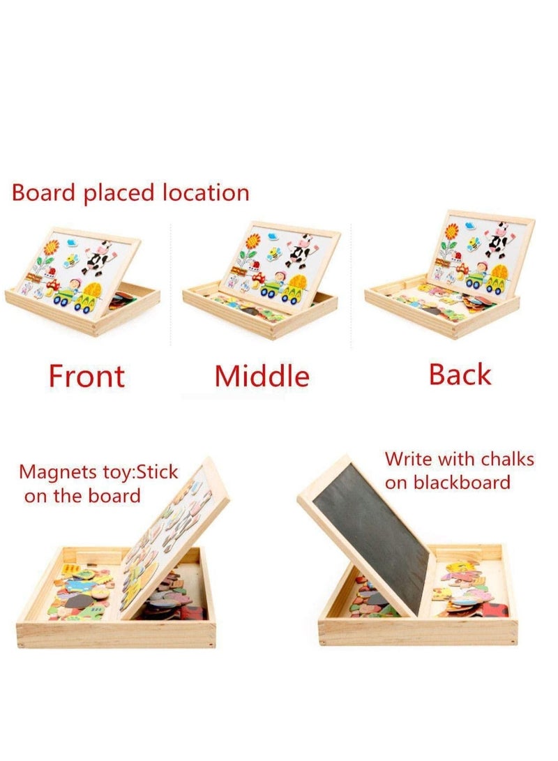 Wooden Educational Puzzle Toy with Magnetic Art Holder Animal Shape for Kids - Image 3