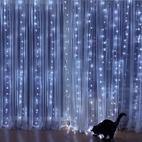 HOME LIGHTING إضاءة المنزل ستائر نافذة مصابيح خيطية، 300 LED 8 أوضاع إضاءة ضوء نحاسي خيالي مع جهاز تحكم عن بعد، يعمل بالطاقة USB مقاوم للماء لعيد الميلاد غرفة النوم حفلة زفاف ديكورات حائط المنزل والحديقة، أبيض بارد - Image 5