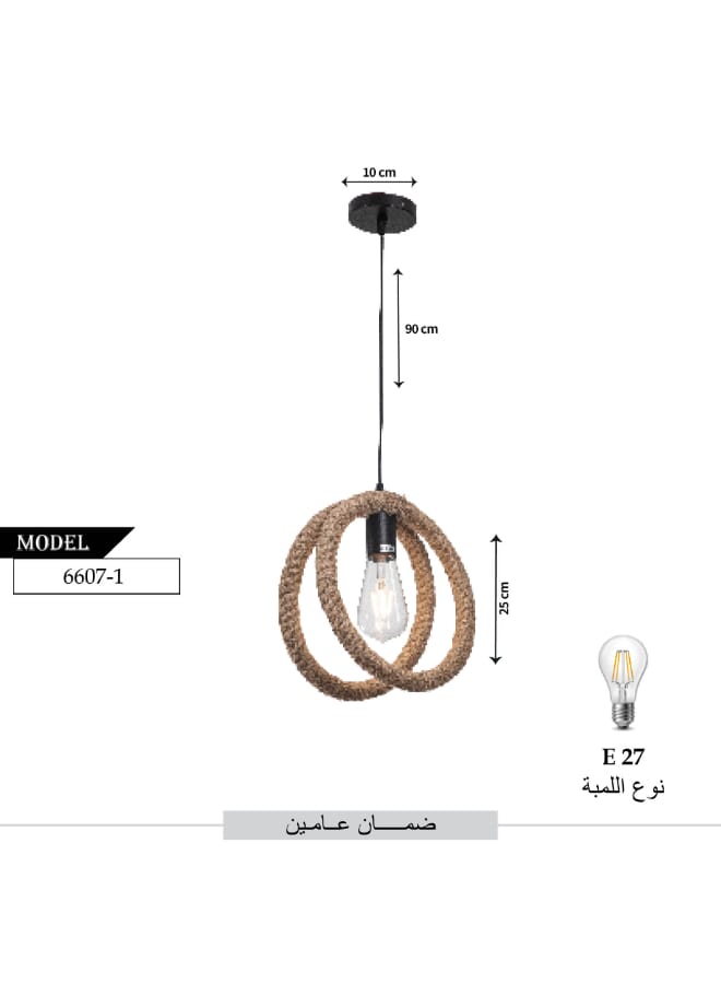 Best Power Rustic Rope Pendant Light 6607-1, E27 Base, Adjustable 90cm, Vintage Hanging Ceiling Lamp for Dining Room, Living Room, Bedroom – Bulb Not Included  - Image 3
