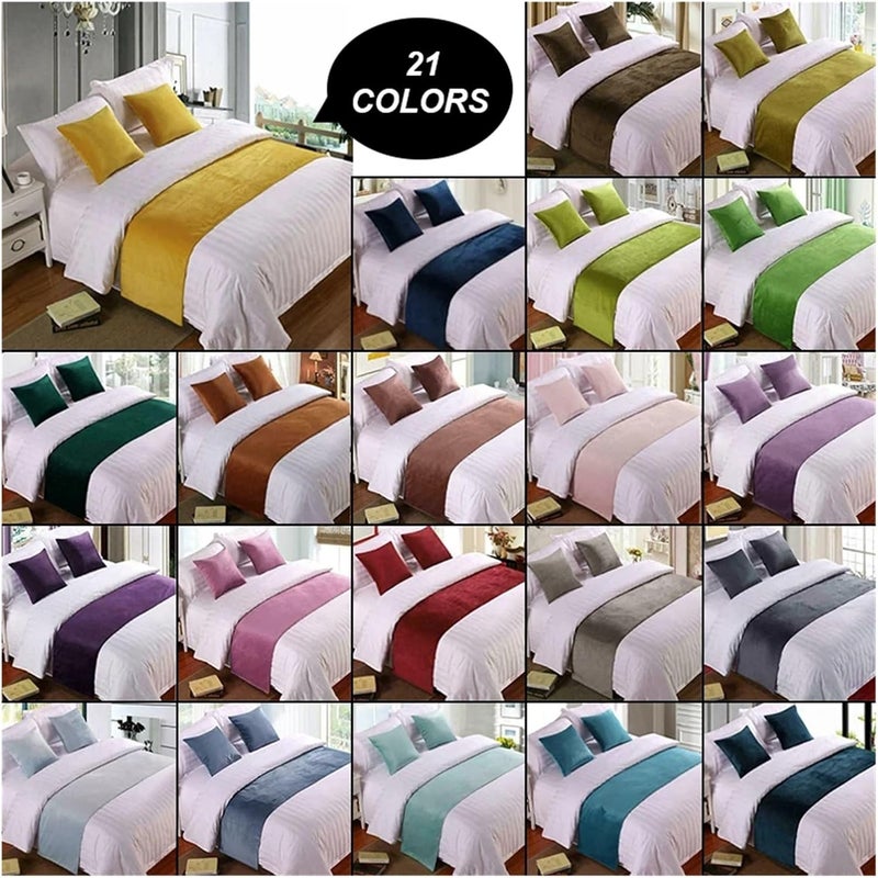 Bed Runner Throw Home Hotel Decoration Bed Flag Wedding Bedroom Bed Tail Towel Pillowcase,21-50x260cm Bed Runner - Image 3