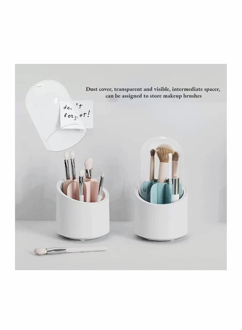 Makeup Brush Holder, 360 Rotating Makeup Organizer, Clear Makeup Display Cases Organizer for Vanity Organizers Brush Storage (Blue) - Image 2