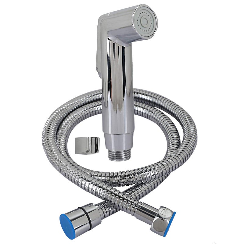 Kuber Industries Health Faucet ABS Shower Tube with Wall Hook Silver CTKTC2511 - Image 1