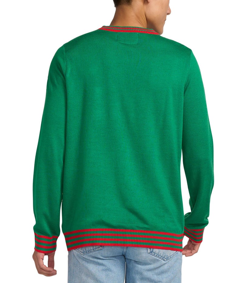 Tipsy Elves Men's Ugly Christmas Sweaters - Funny and Tacky Embellished Christmas Sweaters for Men - Green Pizza Tree Christmas Sweater with Real Star Tree Topper Bottle Opener Size Large - Image 2