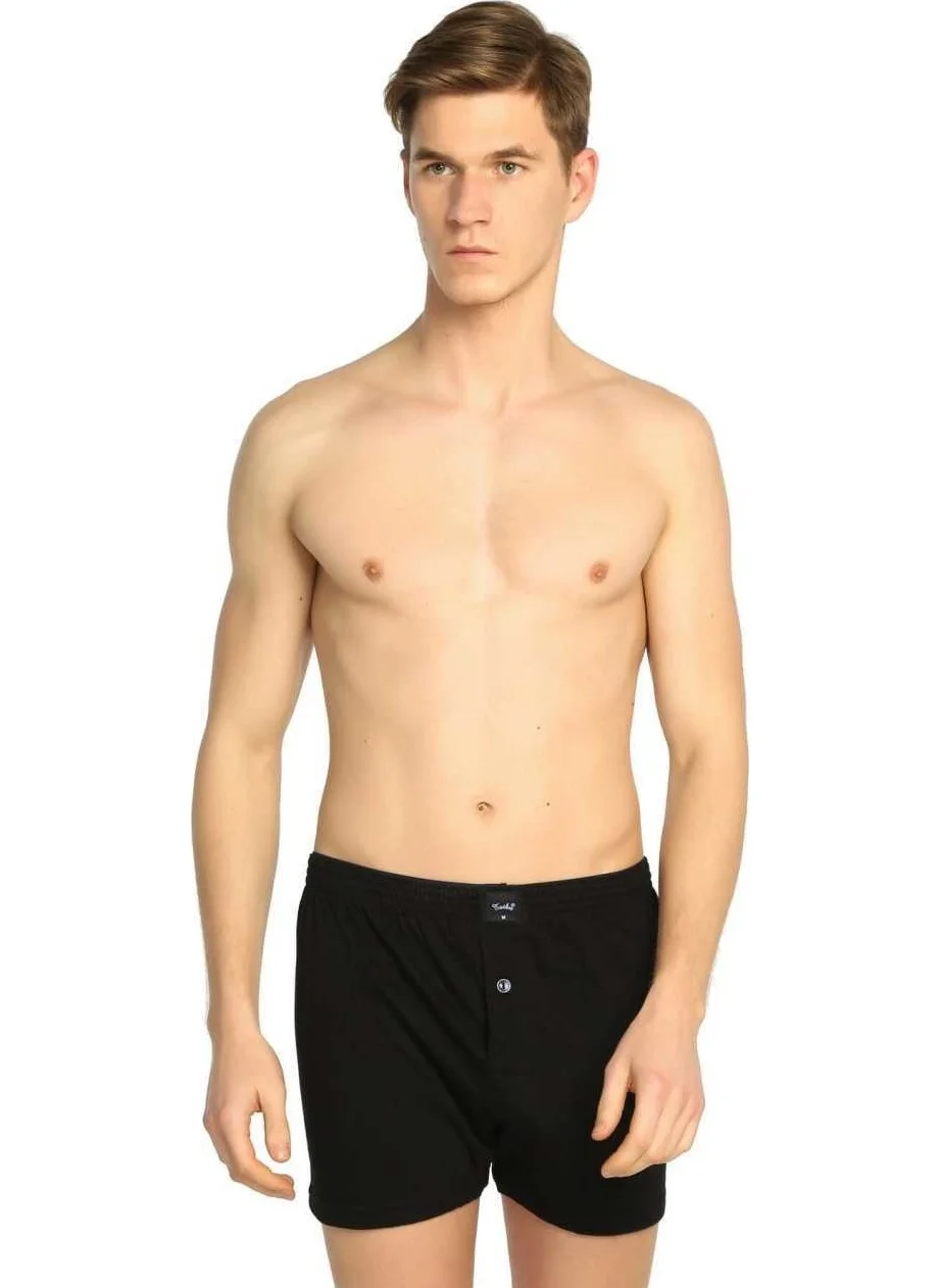 Tutku 6 Pieces Black Color Buttoned Combed Cotton Boxer