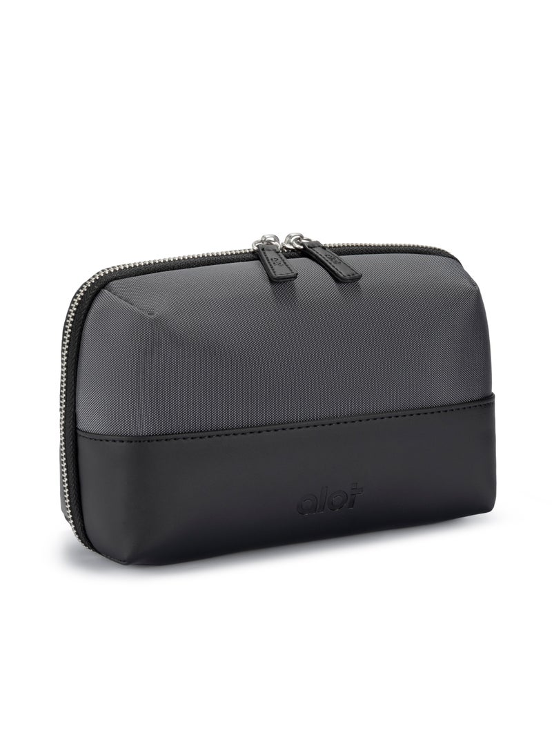 Alot small bag , elegant and durable , equipped with multiple pockets for daily use. Made of polyester and microfiber leather, with a 1-liter capacity. Also features a rear hand strap for easy carrying. - Image 2