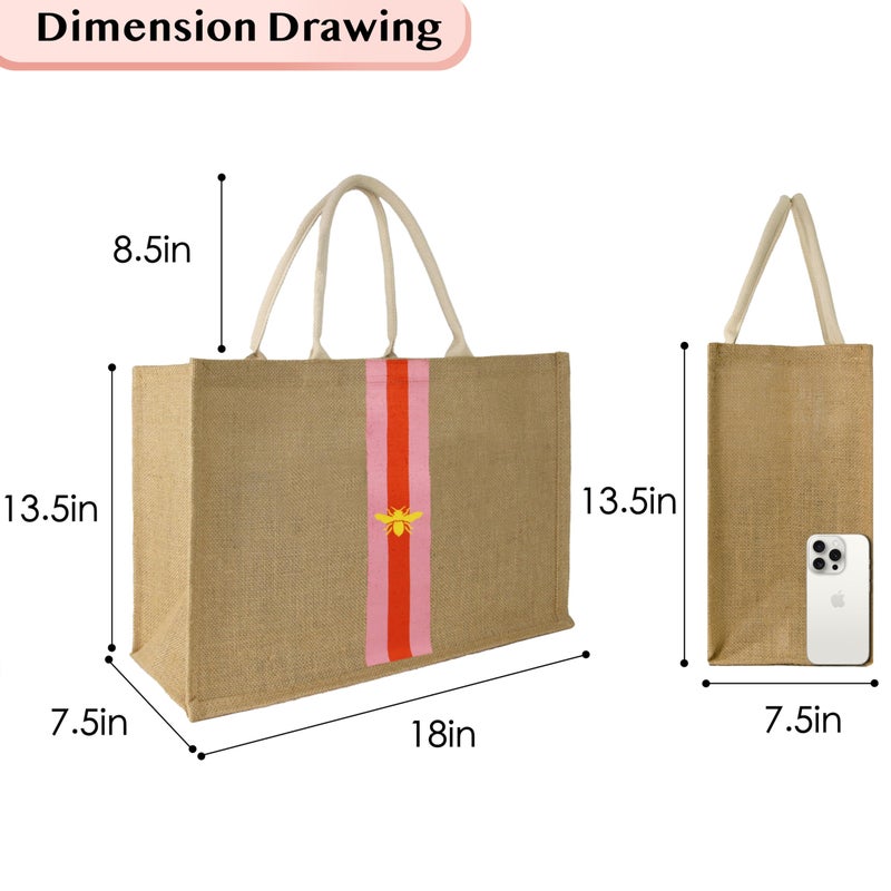 Hibala Woven Large Beach Bag Straw Beach Tote Handmade Weaving Shoulder Tassel Bag Handbag (Orange&Pink Stripe) - Image 3