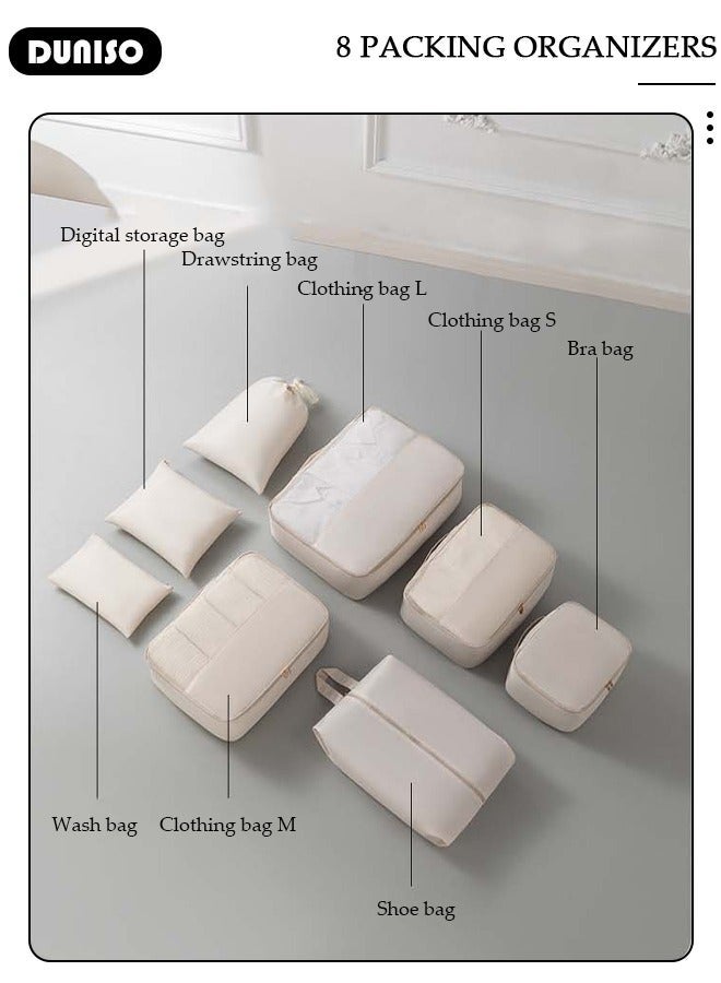 DUNISO 8 Piece Travel Organizer Bags for Luggage, Waterproof and Durable Travel Bags,  Packing Cubes for Travel,  Compression Cubes for Suitcases, Travel Bags  for Clothes, Toiletries, Clothing, Underwear - Image 3