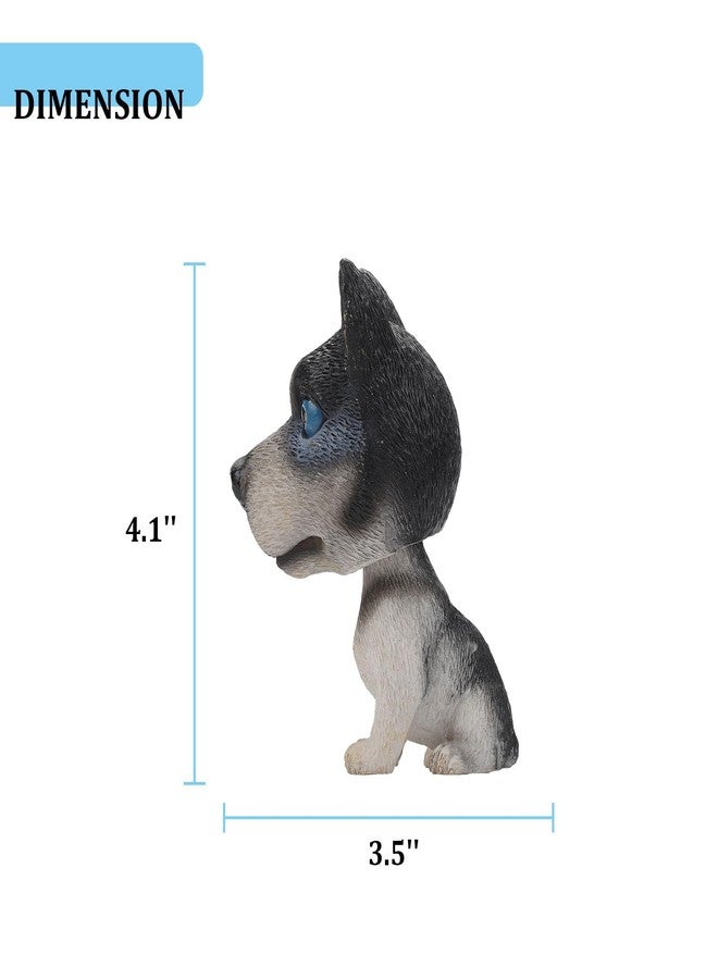 IBWell Resin Bobbing Head Dog Figurine Car Dashboard Decor,Bobblehead Puppy Play Figurines for Home Office Desk Decoration Ornaments (Siberian Husky-Squat) - Image 2
