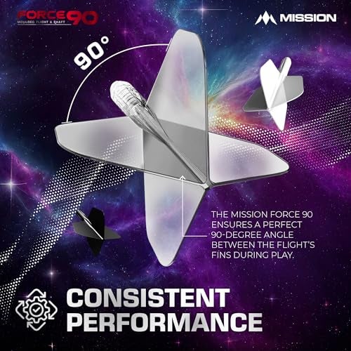 Mission Darts Force 90 | Integrated Precision Moulded Dart Flight And Shaft System, Pack of 3 Professional Highly Durable 2-In-1 Combined Dart Flights And Stems | Slim (White, Medium) - Image 5