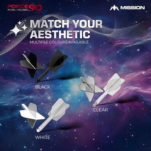 Mission Darts Force 90 | Integrated Precision Moulded Dart Flight And Shaft System, Pack of 3 Professional Highly Durable 2-In-1 Combined Dart Flights And Stems | Slim (White, Medium) - Image 3