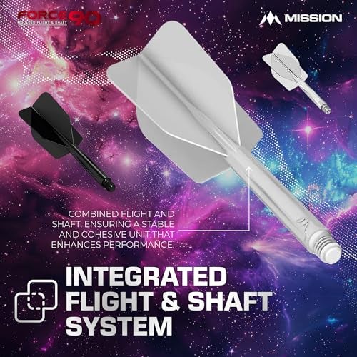 Mission Darts Force 90 | Integrated Precision Moulded Dart Flight And Shaft System, Pack of 3 Professional Highly Durable 2-In-1 Combined Dart Flights And Stems | Slim (White, Medium) - Image 2