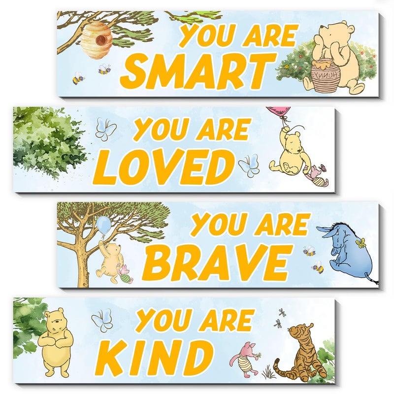 BirtDerr 4PCS Winnie Room Decor-Pooh Sign-Winnie Baby Stuff Vintage Nursery Decor-Pooh Wall Decor Wall Art(Classic) - Image 1