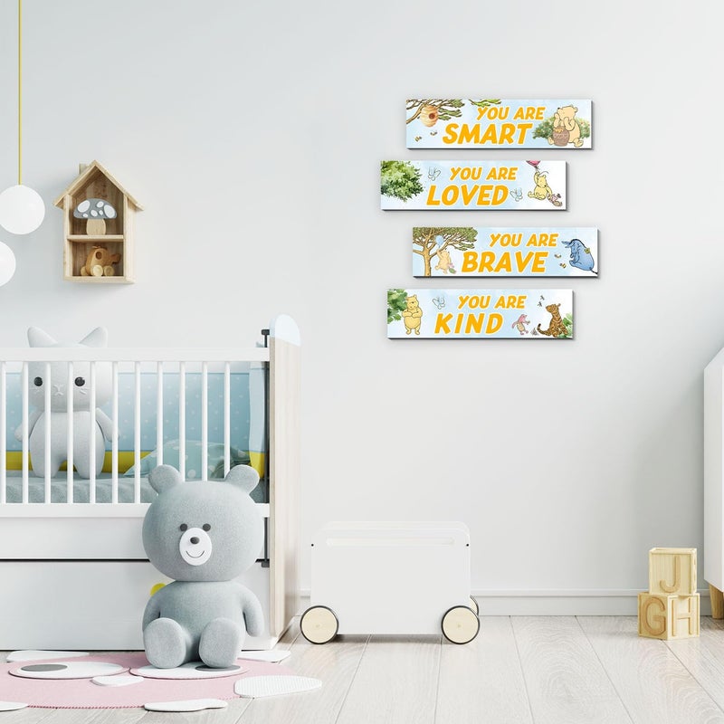 BirtDerr 4PCS Winnie Room Decor-Pooh Sign-Winnie Baby Stuff Vintage Nursery Decor-Pooh Wall Decor Wall Art(Classic) - Image 4
