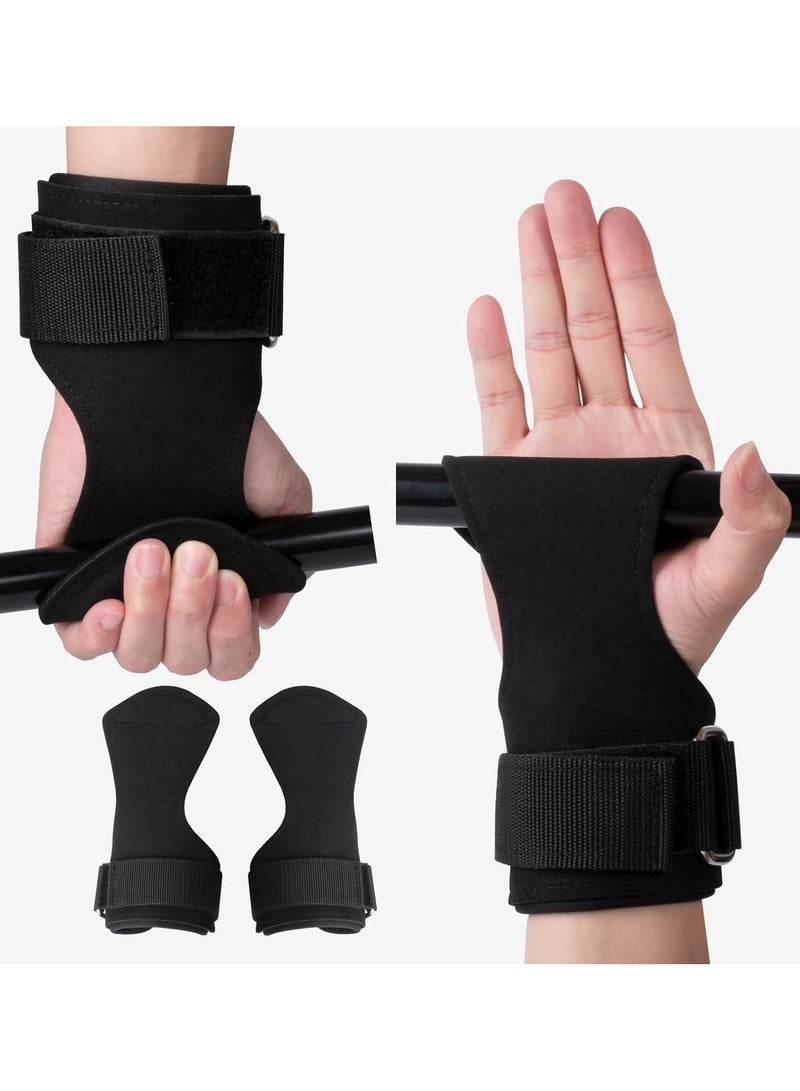 Cuken Premium Weight Lifting Wrist Hooks Straps for Maximum Grip Support - Deadlift Gloves and Grip Pads Alternative in Fitness Gym Power Training Like Pull Up Deadlifting & Shrugs For Women Men, Black - Image 2