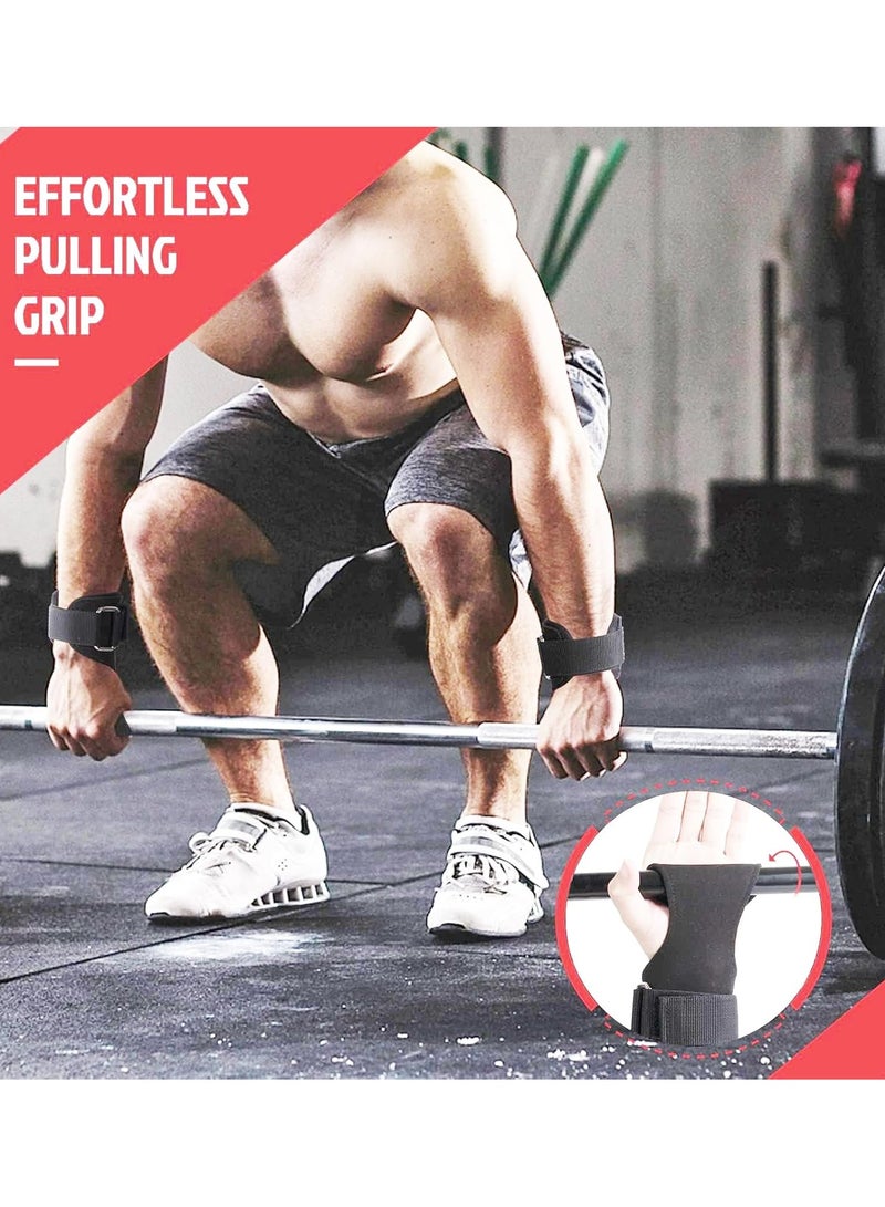 Cuken Premium Weight Lifting Wrist Hooks Straps for Maximum Grip Support - Deadlift Gloves and Grip Pads Alternative in Fitness Gym Power Training Like Pull Up Deadlifting & Shrugs For Women Men, Black - Image 4
