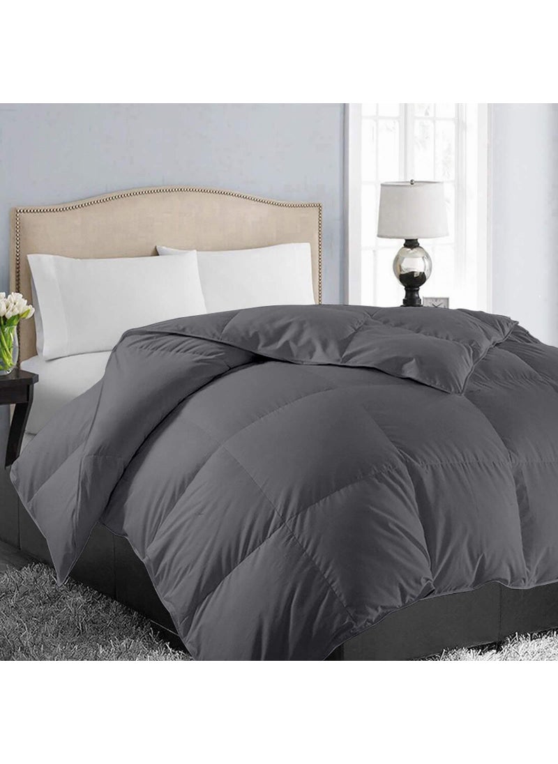 EASELAND EASELAND Soft King Size Down Alternative Comforter All Season Reversible Quilted Duvet Insert with Corner TiesWarm Fluffy Lightweight for Winter SummerDark Grey90x102 