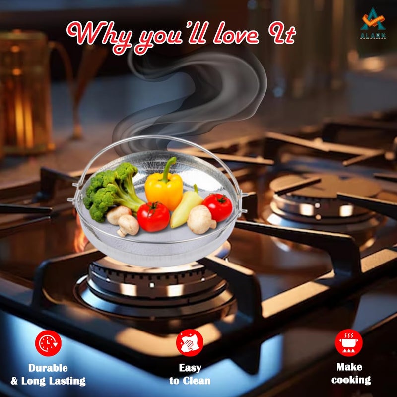 Alark قلاية ألارك 25 سم قاع عميق لطهي الطعام من الفولاذ المقاوم للصدأ بسمك ثقيل بسعة 2 لتر مع مقبض وأواني الطهي وصديقة لل induction غير لاصقة - Image 2