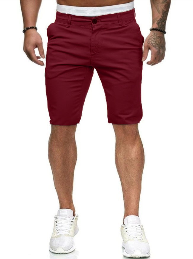 Explosion Models 2025 Summer New Casual Shorts Mens European and American Style Slim Mens Color Shorts Special Burgundy