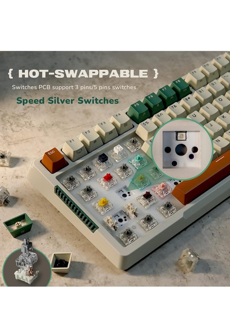 Royal Kludge - RK ROYAL KLUDGE H81 Wireless Mechanical Keyboard, Green 3 Mode Skycyan Switch - Image 1