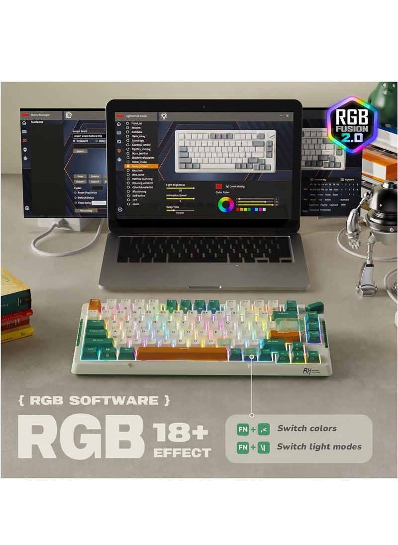 Royal Kludge - RK ROYAL KLUDGE H81 Wireless Mechanical Keyboard, Green 3 Mode Skycyan Switch - Image 1