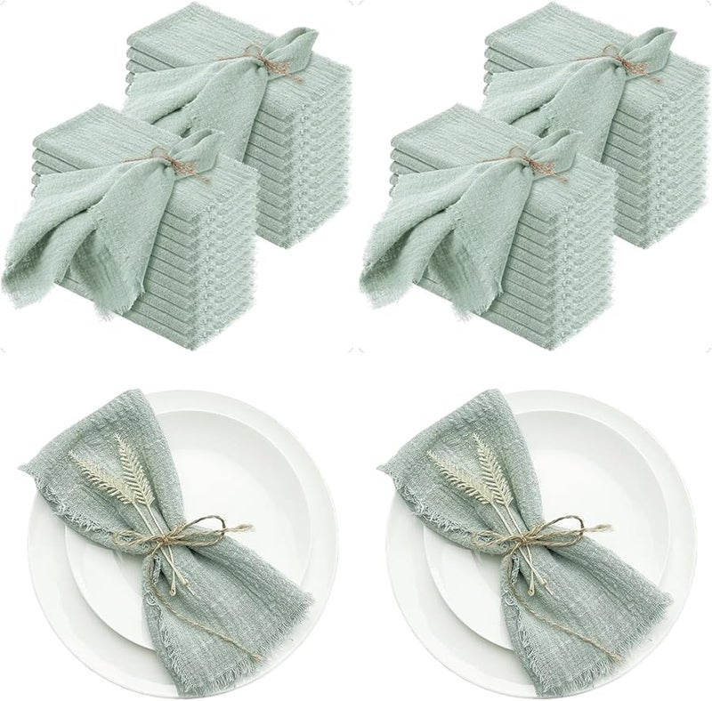 مناديل العشاء القطنية باللون الأخضر المريمية مقاس 12×12 بوصة قابلة للغسول وإعادة الاستخدام لحفلات الزفاف - Image 2