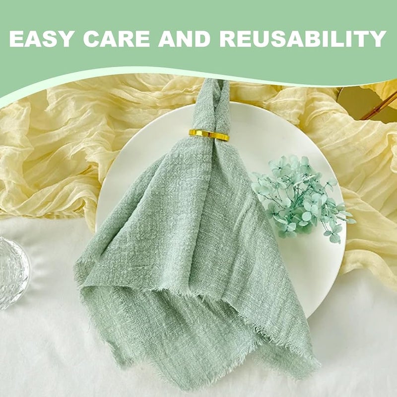 مناديل العشاء القطنية باللون الأخضر المريمية مقاس 12×12 بوصة قابلة للغسول وإعادة الاستخدام لحفلات الزفاف - Image 4