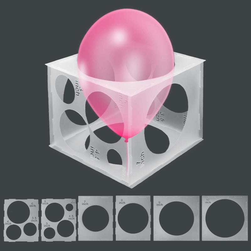 Catcan 11 Holes Balloon Sizer Cube Box, Catcan 2-10 Inch Collapsible Plastic Balloon Size Measurement Tool for Party Balloon Arches Columns Decoration - Image 1