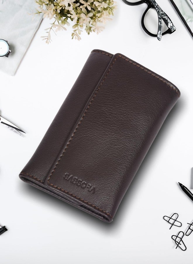 Sassora Genuine Leather Unisex 8 Keyholder Key Pouch (Brown) - Image 1