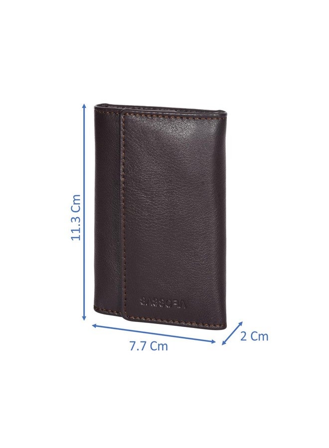 Sassora Genuine Leather Unisex 8 Keyholder Key Pouch (Brown) - Image 4