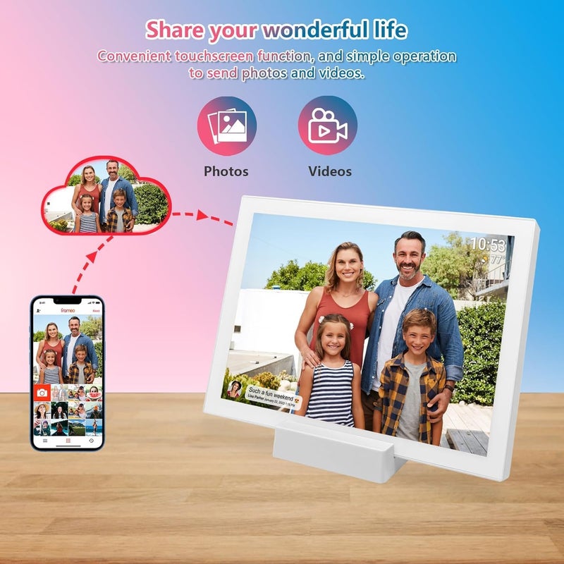 Akimart 10.1 Inch 32GB WiFi Digital Photo Frame with Battery, Digital Frame Rechargeable IPS LCD Touch Screen, Auto-Rotate Portrait and Landscape, Share Moments Instantly via Frameo App from Anywhere - Image 5