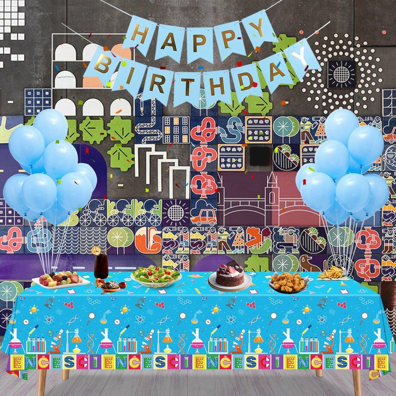 Inspireyee 4 PCS Science Tablecloth Decorations Mad Scientist Theme Birthday Party Supplies Science Table Cover Rectangular â€‚51 x 86in Laboratory Table Covers for Lab Party Decor - Image 5