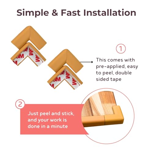 BabySafeHouse Pre-Taped Furniture Edge Guard and Corner Protector - 6.5ft Edge + 4 Corner Guards (Light Brown Color) for Baby Proofing & Child Safety - Image 3