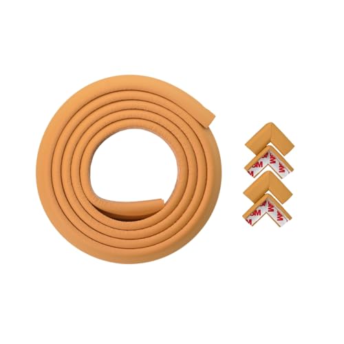 BabySafeHouse Pre-Taped Furniture Edge Guard and Corner Protector - 6.5ft Edge + 4 Corner Guards (Light Brown Color) for Baby Proofing & Child Safety - Image 1