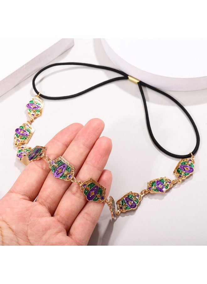HZEYN - Zeyn Mardi Gras Headband Glitter Crown Stretch Headbands Hair Band Party Costume Headwear Hair Accessories (Crown) - Image 1