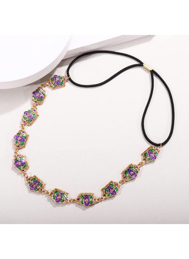 HZEYN - Zeyn Mardi Gras Headband Glitter Crown Stretch Headbands Hair Band Party Costume Headwear Hair Accessories (Crown) - Image 1