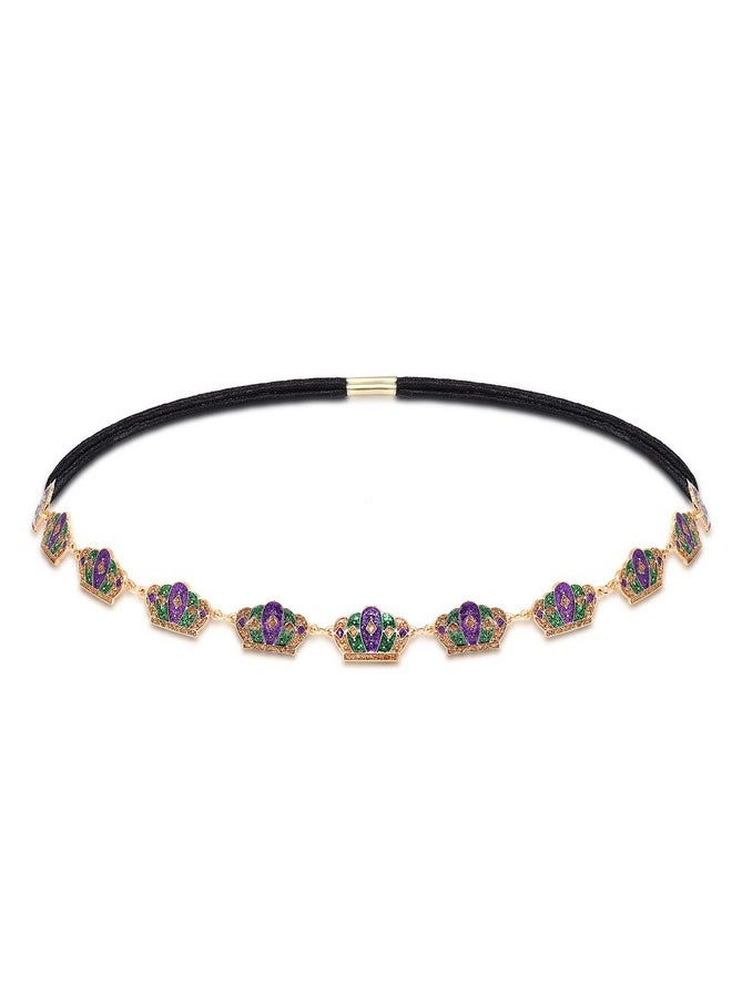 HZEYN - Zeyn Mardi Gras Headband Glitter Crown Stretch Headbands Hair Band Party Costume Headwear Hair Accessories (Crown) - Image 1