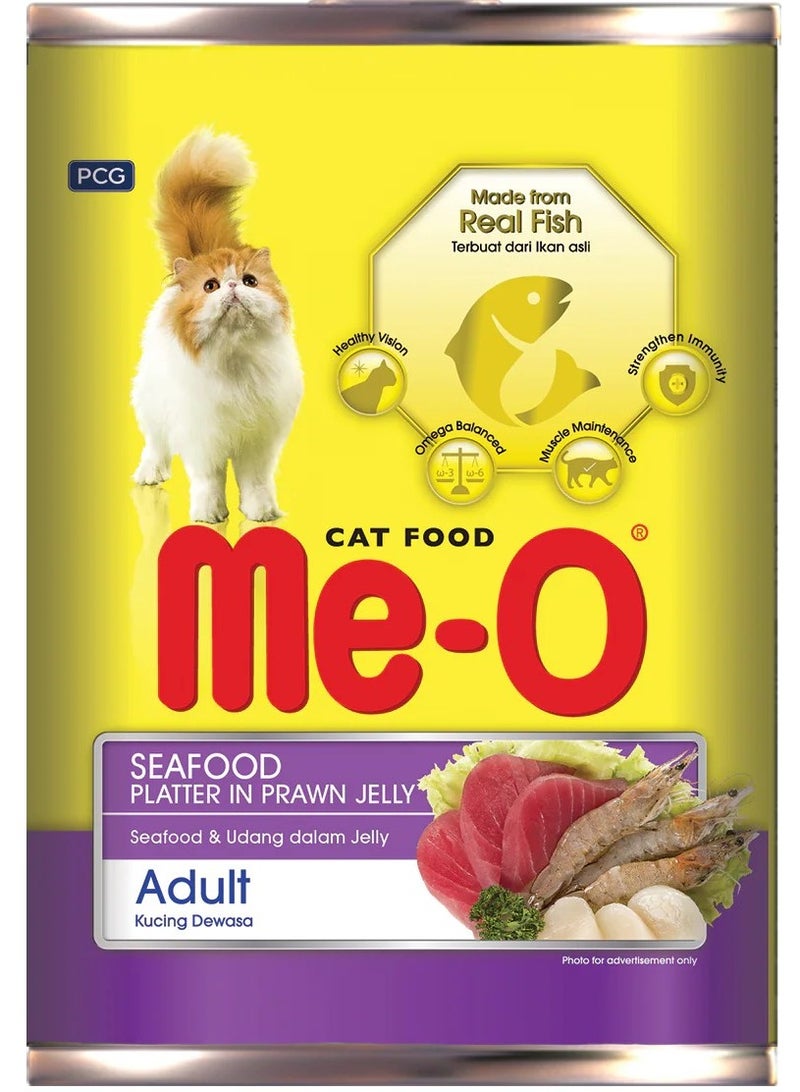 Me-O Adult Cat Wet Food Tin With Seafood In Jelly 400G