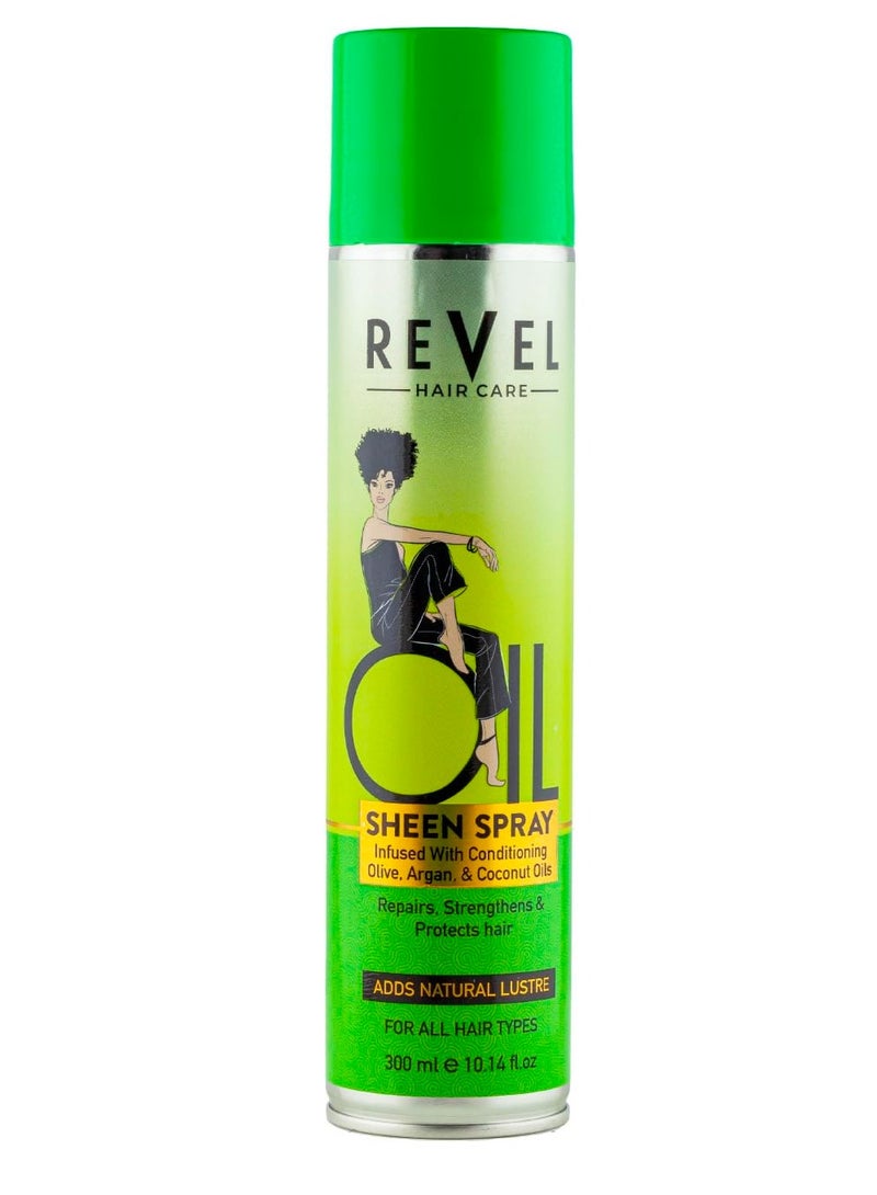 Revel بخاخ شعر شين زيت الزيتون والأركان وجوز الهند من ريفيل 300 مل، للرجال والنساء، إصلاح، تقوية، حماية، العناية بالشعر، لمعان فاخر، خالي من البارابين، خالي من السيليكون - Image 1