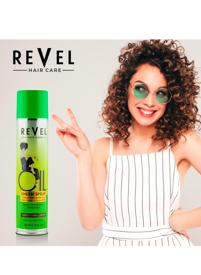 Revel بخاخ شعر شين زيت الزيتون والأركان وجوز الهند من ريفيل 300 مل، للرجال والنساء، إصلاح، تقوية، حماية، العناية بالشعر، لمعان فاخر، خالي من البارابين، خالي من السيليكون - Image 2