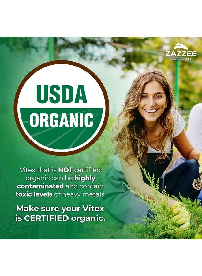 Zazzee Zazzee USDA Organic Vitex, 500 mg Strength, 120 Vegan Capsules, 4 Month Supply, Standardized and Concentrated 4X Extract, Whole USDA Certified Organic Chaste Berry, All-Natural and Non-GMO  - Image 2