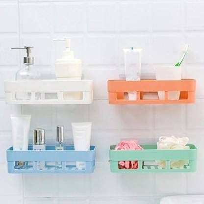 Raiyaraj Multipurpose Plastic Bathroom Kitchen Office Organizer Rack Bathroom Kitchen Caddy Soap Holder4Pcs Set Plastic Wall Shelf Number of Shelves 4 Multicolor - Image 2